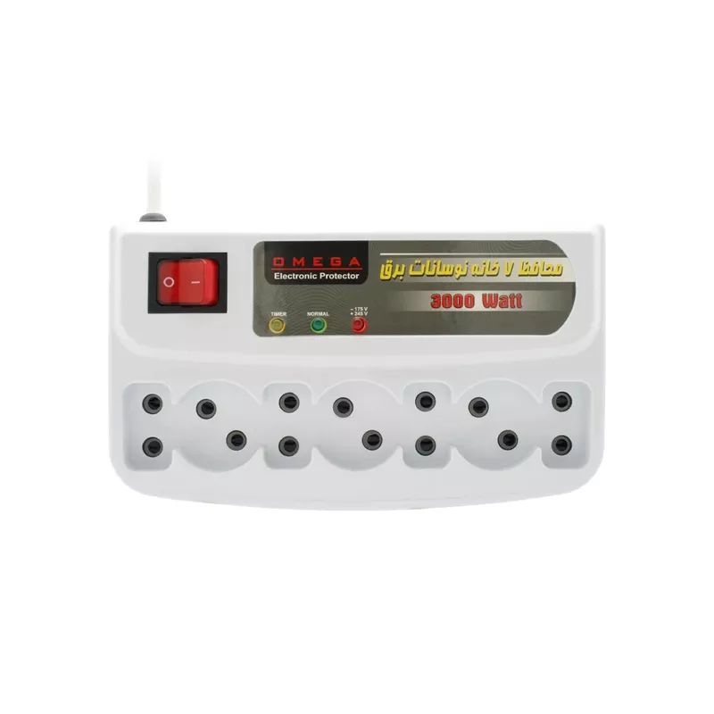 محافظ برق 7 خانه کلید دار با کابل 1.5 متر امگا