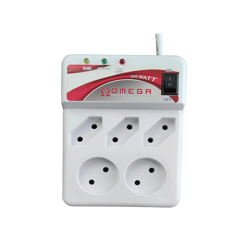 محافظ برق پنج خانه کلید دار با کابل 3 متر امگا